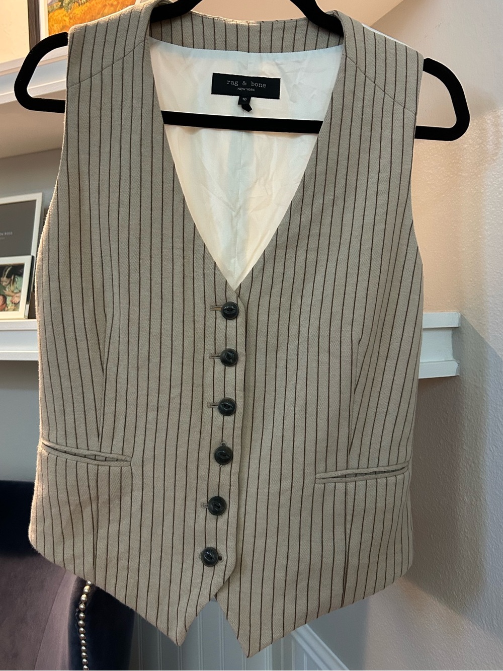 rag & bone Beige Pinstripe Vest